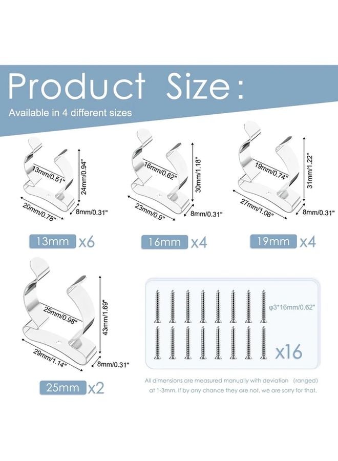 16pcs Stainless Steel Spring Clip Tool Holder Wall Mounted Garage Storage Organizer - Image 2